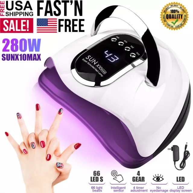 280W 66 LED UV Nail Lamp Dryer Polish Gel Acrylic Curing Light Professional Tool