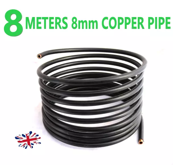 8 metre 8 mm copper tube/pipe suitable for gas,autogas ,lpg caravan rv motorhome