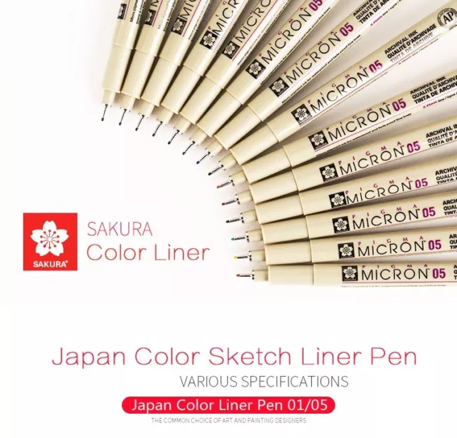 Sakura Pigma Micron Liner Pen Set 14 pcs Color Fineliner Drawing Pen