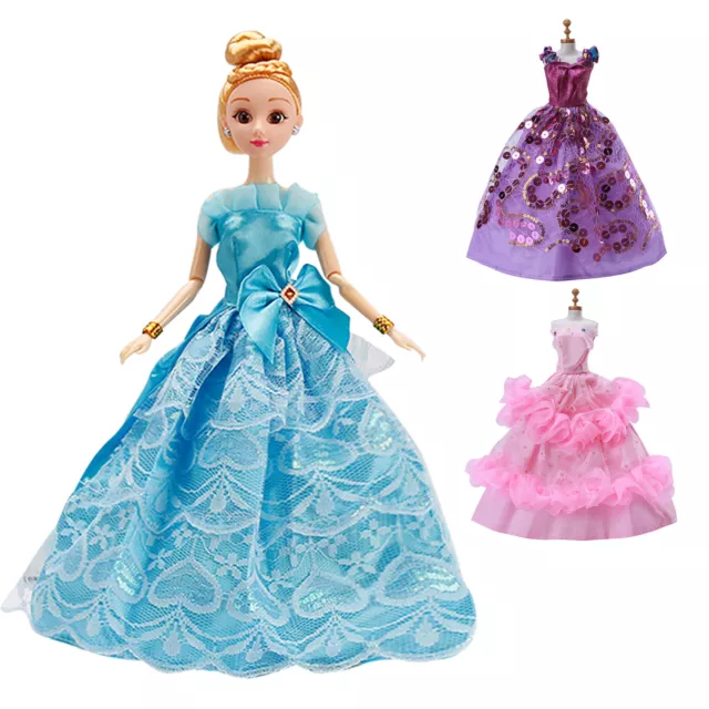 6pcs Doll Party Dress Fashion Lace Dolls Costume Kids Toy DIY Fun for Girls 3
