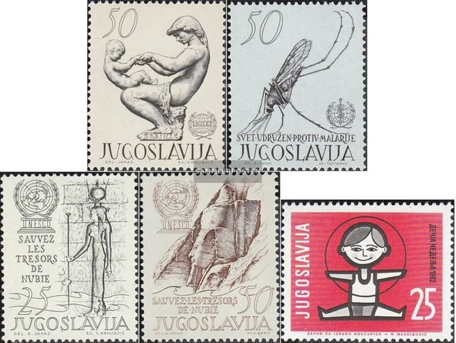 Yugoslavia 990,991,992,993,1025 MNH 1962 UNICEF, MAlAriA, UNESCO u.A.