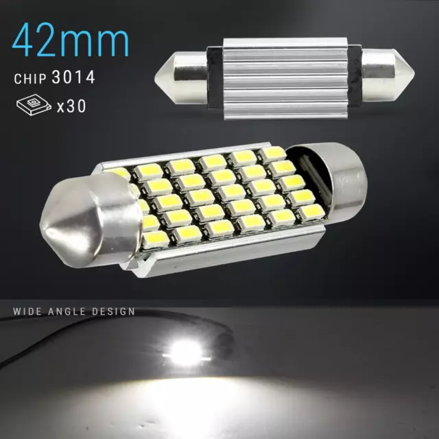 2X 42 MM Festoon 3014 Chip LED Map/Dome Interior Light Bulbs 6000K White
