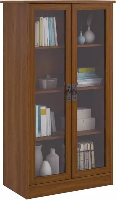 Ameriwood Home Quinton Point Bookcase with Glass Doors, Inspire Cherry