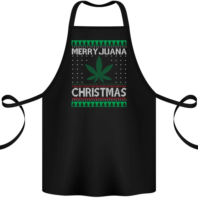 Merry Juana Christmas Funny Weed Cannabis Cotton Apron 100% Organic