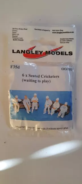 Langley Models, F35d, 6 x Seated Cricketer, Unpainted Kit, 00/H0 Gauge