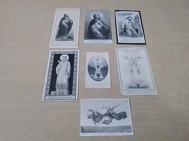 Tarjetas de oración francesas católicas antiguas de principios del siglo XX en francés