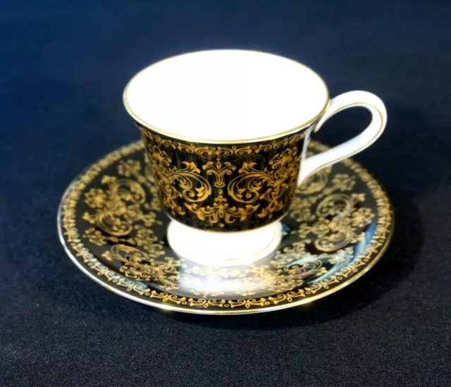 Beautiful Wedgwood Caernarvon Black Demitasse And Saucer