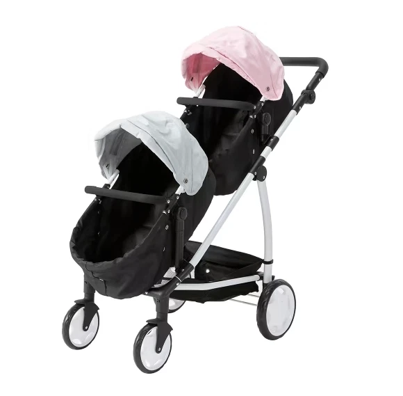 New Deluxe Tandem Double Pram Twin Stroller New Born Toddler Baby Jogger