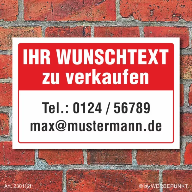 Schild Zu verkaufen Wunschtext Vermieten Haus Angebot wetterfest 3mm Alu-Verbund