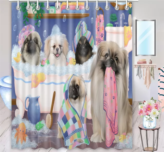 Halloween Pekingese Dog Shower Curtain Bathtub Screens Personalized Hooks