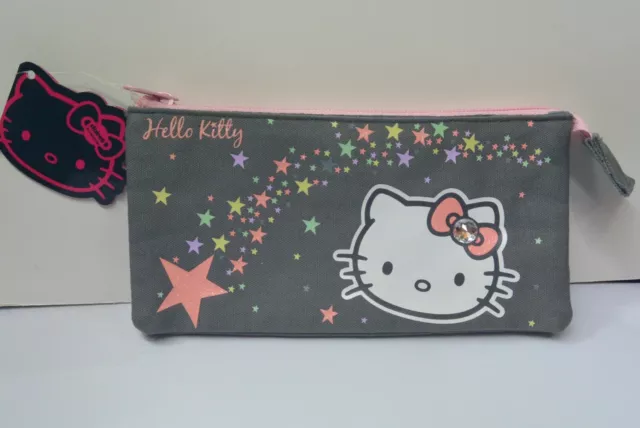 Sanrio Hello Kitty Zippered 3 pocket Pencil Case Pouch Bag