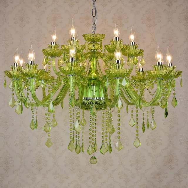 Luxury Colorful Crystal Chandelier Living Room Candle Lighting LED Ceiling Lamp