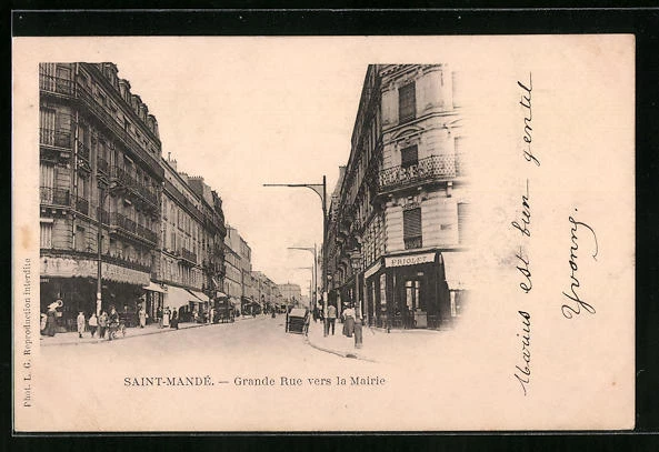 CPA Saint-Mande, Grande Rue vers la Mairie 1902