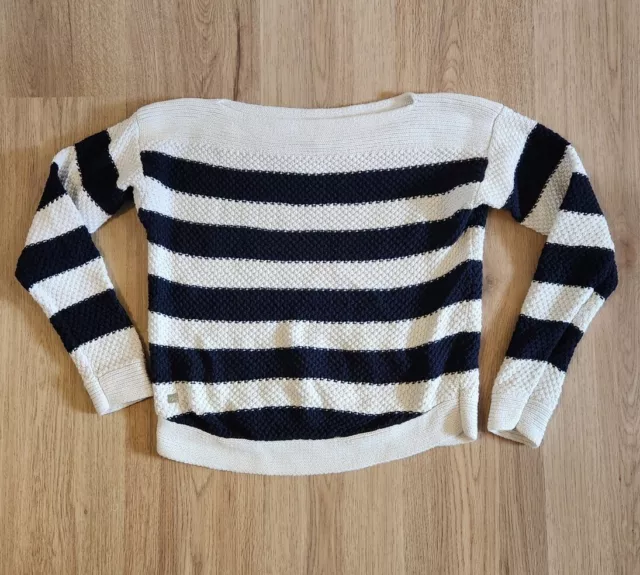 Lauren Ralph Lauren Navy Blue & White Striped Boatneck Sweater Small