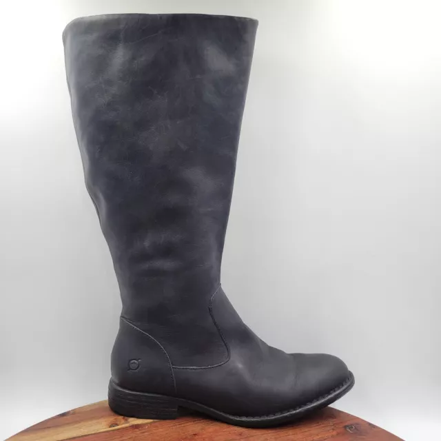 BORN NORTH BOOTS Women s 8.5M Black Leather Wide Calf Tall Knee High Riding Zip 59.97 PicClick