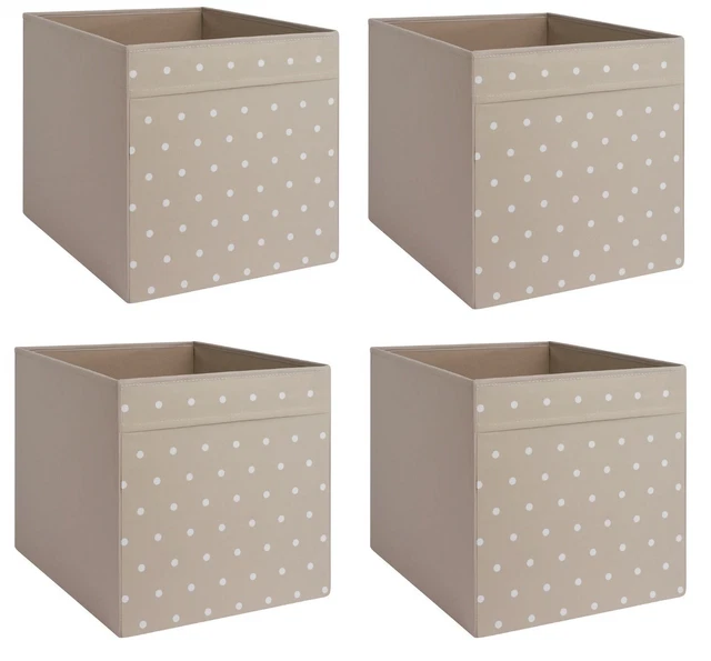4 x IKEA DRONA Beige Dotted Fabric Storage Expedite Kallax Shelving Books Toys