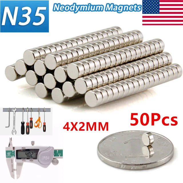 5 Pcs Super Strong Neodymium Magnets – 5mm X 10mm Cylinder Rods, N35 Grade, Rare Earth