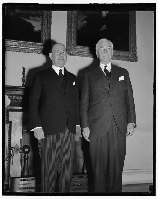 Reproduced 1939 Photo Cordell Hull Right With Unidentified r