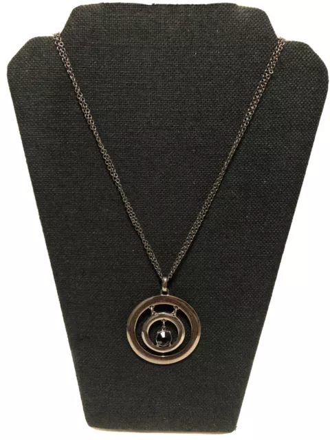 Express double gunmetal chain 33” Black Bead Spiral ￼pendant necklace