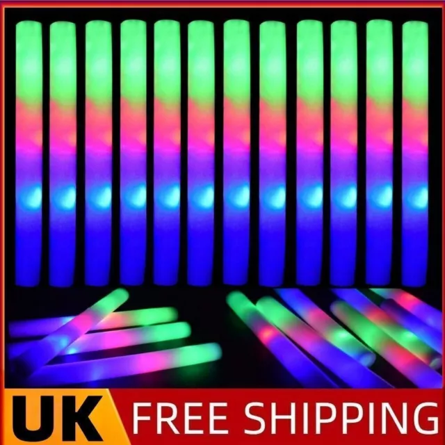 100-612CS Light Up LED Soft Foam Sticks Wands Rally Flashing Glow Party Rave UK