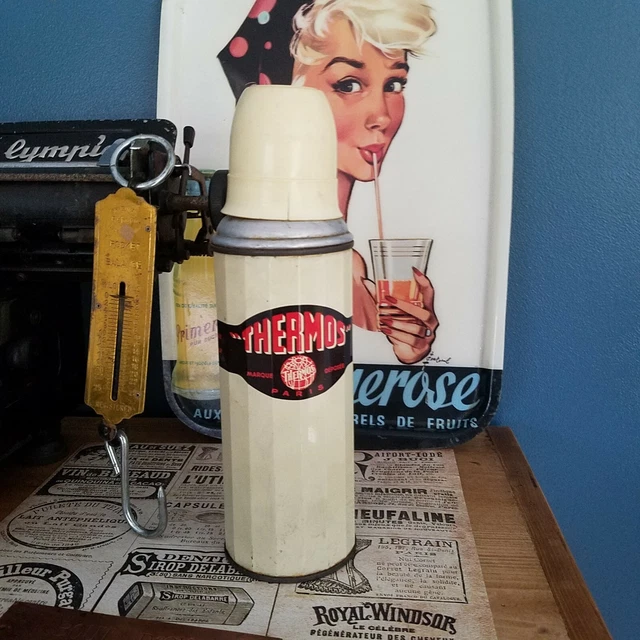Ancienne Bouteille Isotherme THERMOS Vintage Des Années 50, Très Bon état, Fabriquée Au Royaume-Uni