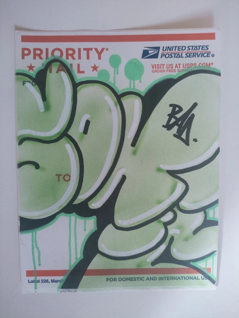 Dessin Original Graffiti Sur Billet Dollar - SONIC BAD - Signé Par Plusieurs Artistes