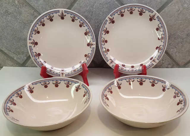 Vintage Johnson Brothers England DANUBE 2 Soup Bowls AND  2 Bread Plates