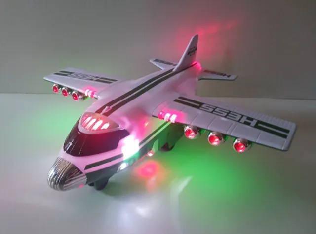 2021 Hess Toy Truck Cargo Plane Airplane White Green 14" Lights Up Red Green