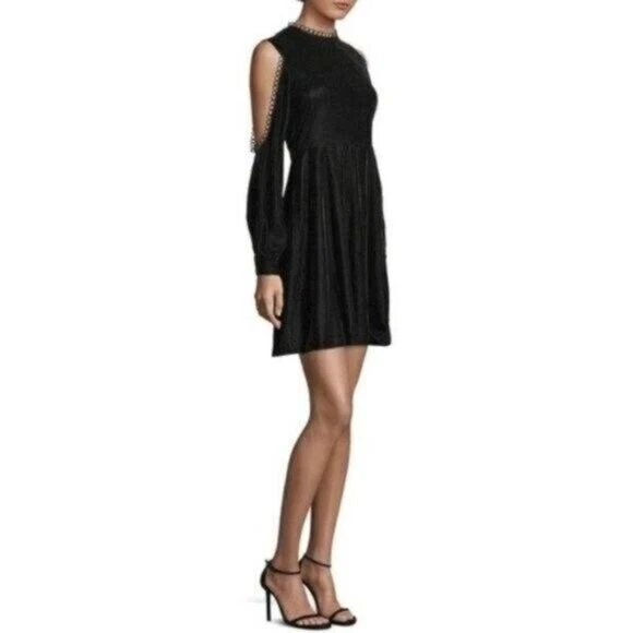 Shoshanna Black Velvet Cutout Dark Romantic Witchy Whimsigoth Cocktail Dress