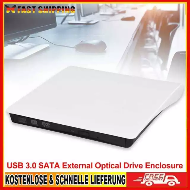 USB 3.0 SATA externes DVD CD-ROM RW-Player Gehäuse für optische Laufwerke (weiß)