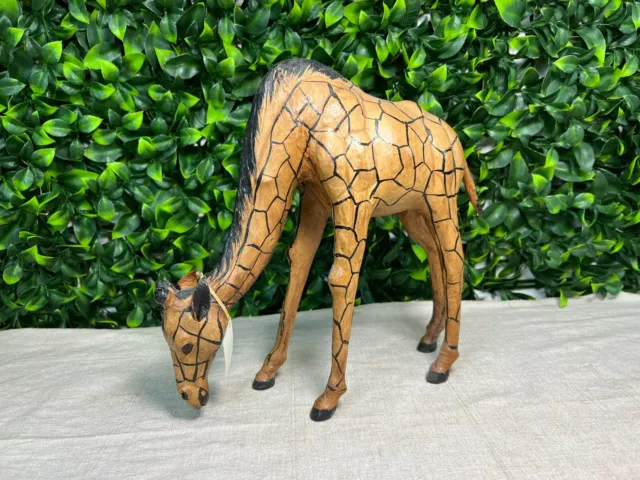 Leather Wrapped Hand Crafted Giraffe Large 29cm Tall  Figurine Made in India