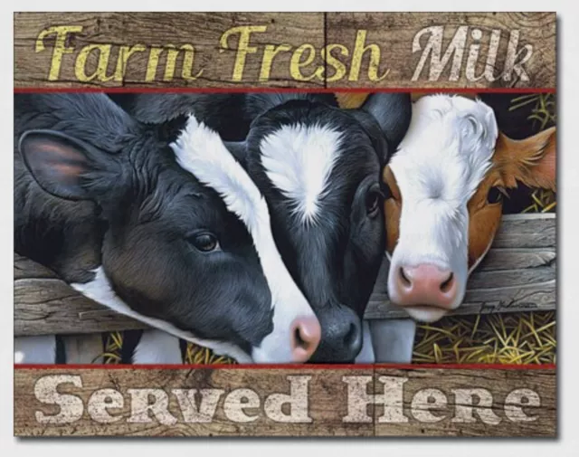 Farm Fresh Milk Metal Tin Sign Home Cow Barn Bar Shop Wall Decor #2043