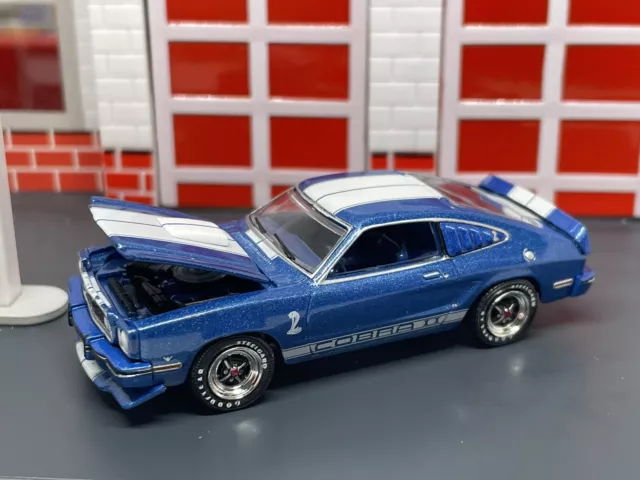 1976 76 Ford Mustang Cobra II Blue Opening Hood 1/64 Limited Edition