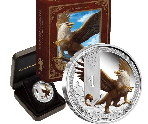 2013 $1 Mythical Creatures Griffin 1oz Silver Proof Coin with Display Box & COA