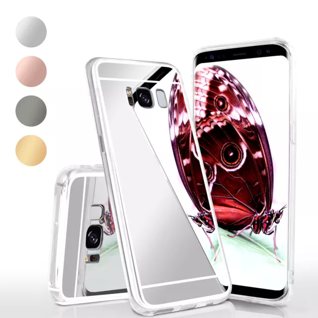 Hülle für Samsung Galaxy S8 Plus Silikon Case Cover Spiegelhülle  Chrom Metallic