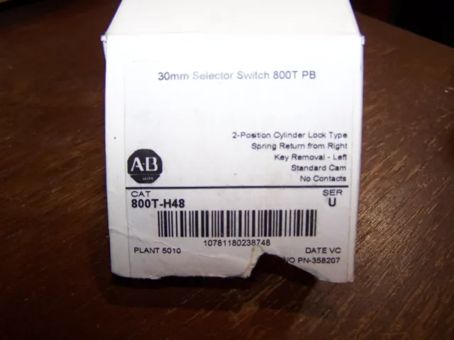 Allen Bradley 800T-H48 2 Pos Selector Switch