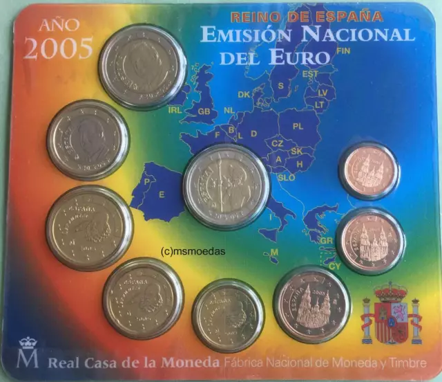 Spanien Off. Euro Kursmünzensatz 2005 KMS 1 Cent bis 2 Euro + 2 € Don Quijote