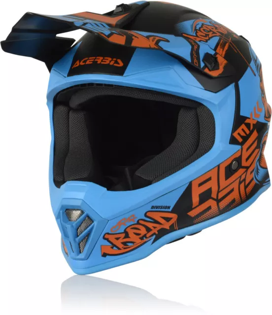 Acerbis Impact Steel Junior Helmet Blue Orange Kids Youth Cheap Motocross New Mx