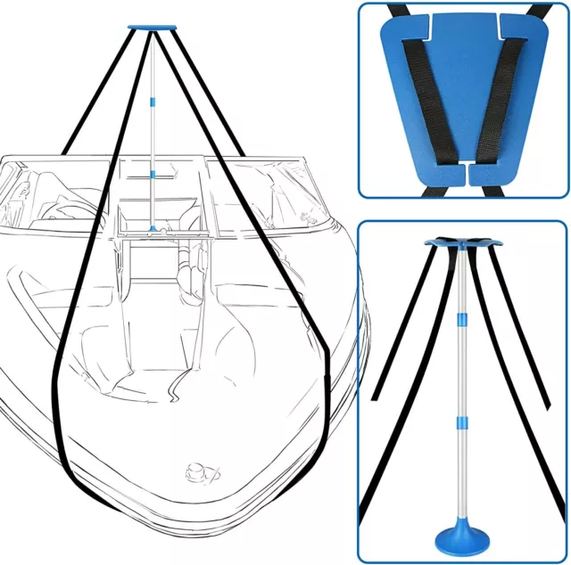 iCOVER Boat Cover Support Pole System-Aluminum Telescoping Pole &Webbing Strap