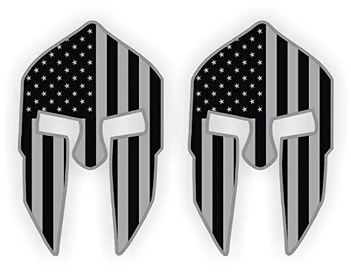 2 Spartan Helmet Decals Stickers Hard Hats, Stealthy Black Ops American Flag