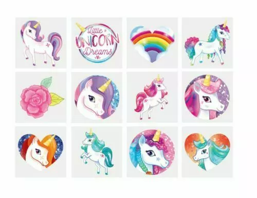 NEUF licorne tatouages ​​temporaires 6 modèles par paquet tatouage enfants enfants sac de fête