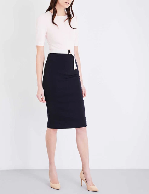 TED BAKER WANDEE colourblock belt zip bodycon sheath pencil midi dress work 3 12 119.99 PicClick UK