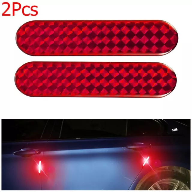 2Pcs Alarm Decal Red Car Reflective Strips Warning Tape Door Sticker Safety Mark