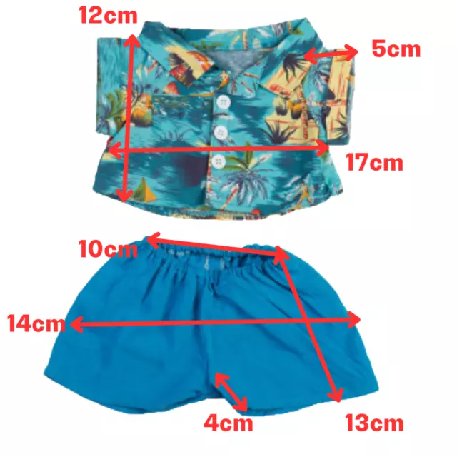 10" TEDDY BEAR CLOTHES - Hawaii Beach Holiday Outfit - 10 inch/25cm 2