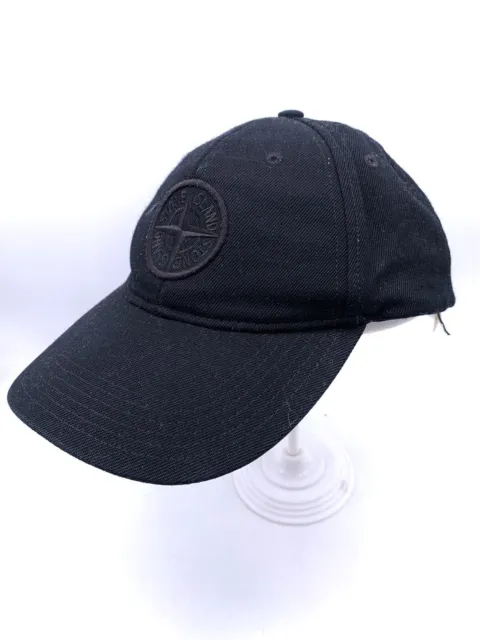 Stone Island Black Embroidered Logo Baseball Cap Hat Adult Strapback