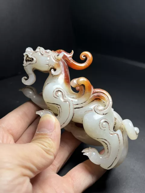Chinese Exquisite Handmade Brave Troops carving Hetian Jade Statue