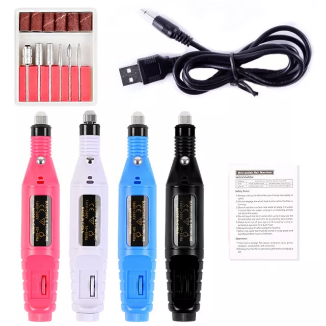 Professional Electric Nail File Drill Portable Manicure Pedicure Machine Set USB