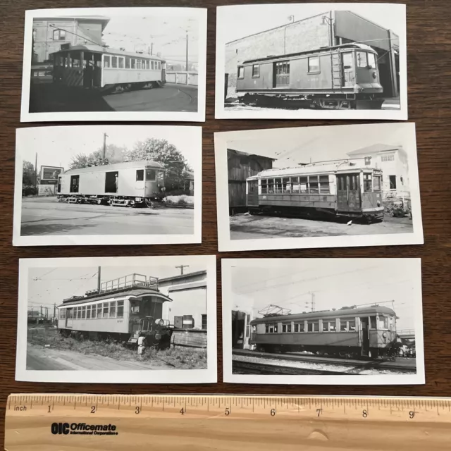 Lot of 6 Vintage photos Street trolley car 1950's Unknown Train Lines Railroad
