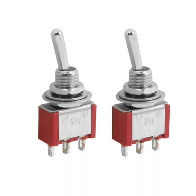 2 Pcs Red 3 Pins ON/ON 2 Position SPDT Toggle Switch AC 120V/5A 250V/2A