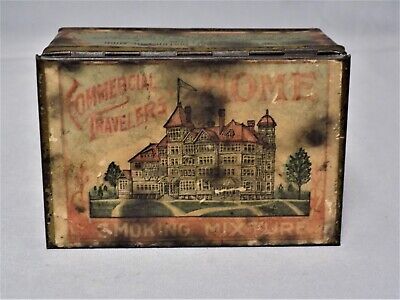 Vintage Collectible Empty Tobacco Tin Commercial Travelers Home Smoking Mixture